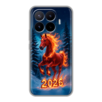 Силиконовый чехол на Xiaomi 17T Pro с принтом Новый год коня Силиконовый чехол на Xiaomi 17T Pro с принтом Новый год коня