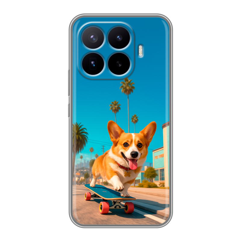 Силиконовый чехол на Xiaomi 17T Pro с принтом Корги на скейте Силиконовый чехол на Xiaomi 17T Pro с принтом Корги на скейте