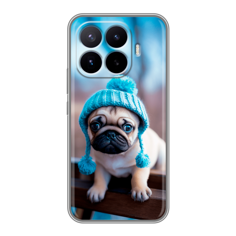 Силиконовый чехол на Xiaomi 17T Pro с принтом Мопс в шапке Силиконовый чехол на Xiaomi 17T Pro с принтом Мопс в шапке