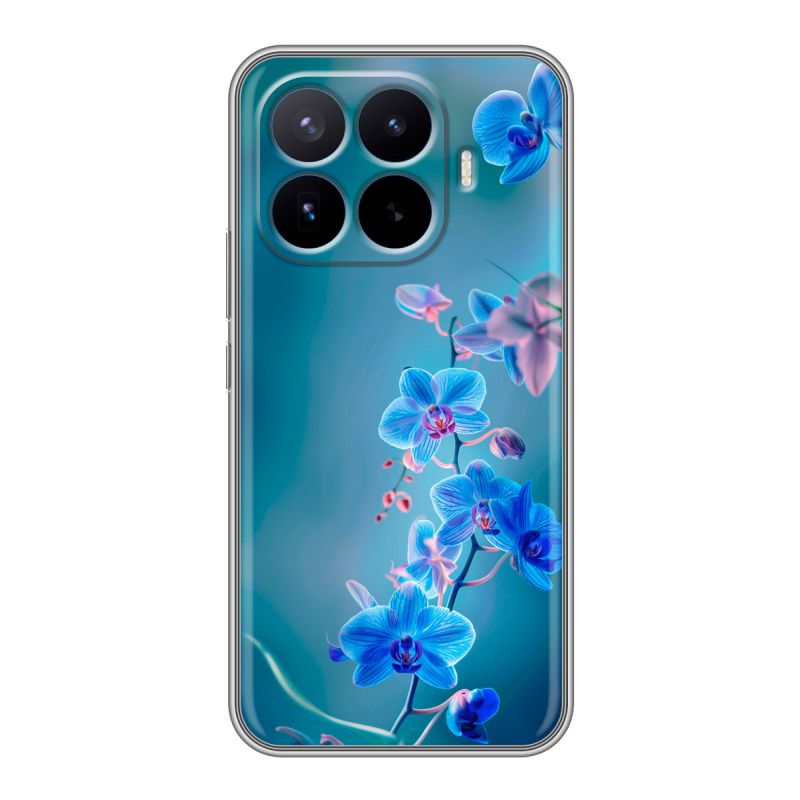 Силиконовый чехол на Xiaomi 17T Pro с принтом Голубые цветы Силиконовый чехол на Xiaomi 17T Pro с принтом Голубые цветы