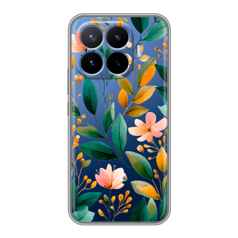 Силиконовый чехол на Xiaomi 17T Pro с принтом Цветы паттерн Силиконовый чехол на Xiaomi 17T Pro с принтом Цветы паттерн