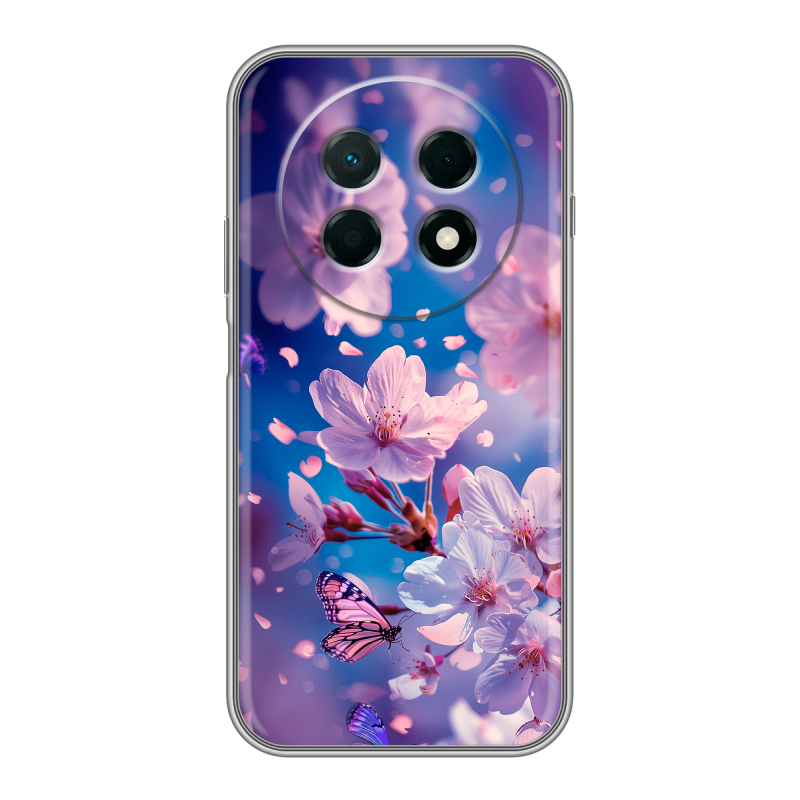 Силиконовый чехол на Huawei Nova 15 Max с принтом цветы бабочки Силиконовый чехол на Huawei Nova 15 Max с принтом цветы бабочки
