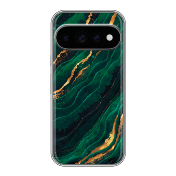 Силиконовый чехол на Google Pixel 11 Pro с принтом Мрамор зеленое золото