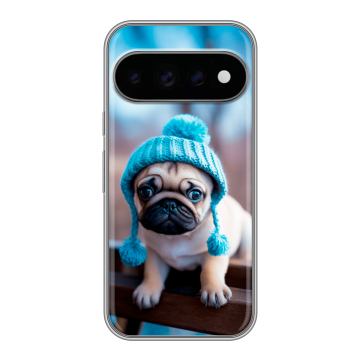 Силиконовый чехол на Google Pixel 11 Pro с принтом Мопс в шапке Силиконовый чехол на Google Pixel 11 Pro с принтом Мопс в шапке