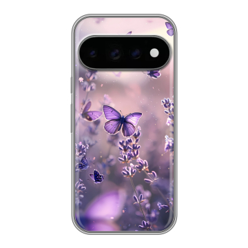 Силиконовый чехол на Google Pixel 11 Pro с принтом бабочки и лаванда Силиконовый чехол на Google Pixel 11 Pro с принтом бабочки и лаванда
