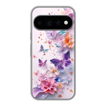 Силиконовый чехол на Google Pixel 11 Pro с принтом цветы бабочки