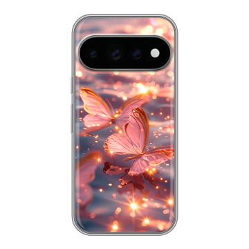 Силиконовый чехол на Google Pixel 11 Pro с принтом бабочки розовые Силиконовый чехол на Google Pixel 11 Pro с принтом бабочки розовые
