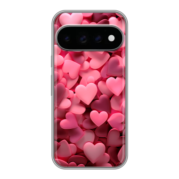 Силиконовый чехол на Google Pixel 11 Pro с принтом розовые сердечки Силиконовый чехол на Google Pixel 11 Pro с принтом розовые сердечки