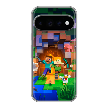 Силиконовый чехол на Google Pixel 11 Pro с принтом Майнкрафт Minecraft Силиконовый чехол на Google Pixel 11 Pro с принтом Майнкрафт Minecraft