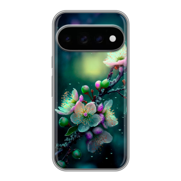 Силиконовый чехол на Google Pixel 11 Pro с принтом Цветы и мрамор