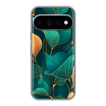 Силиконовый чехол на Google Pixel 11 Pro с принтом Листья и золото