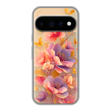 Силиконовый чехол на Google Pixel 11 Pro с принтом Цветы и бабочки