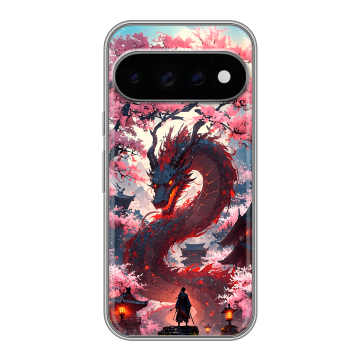 Силиконовый чехол на Google Pixel 11 Pro с принтом Дракон Японский Силиконовый чехол на Google Pixel 11 Pro с принтом Дракон Японский