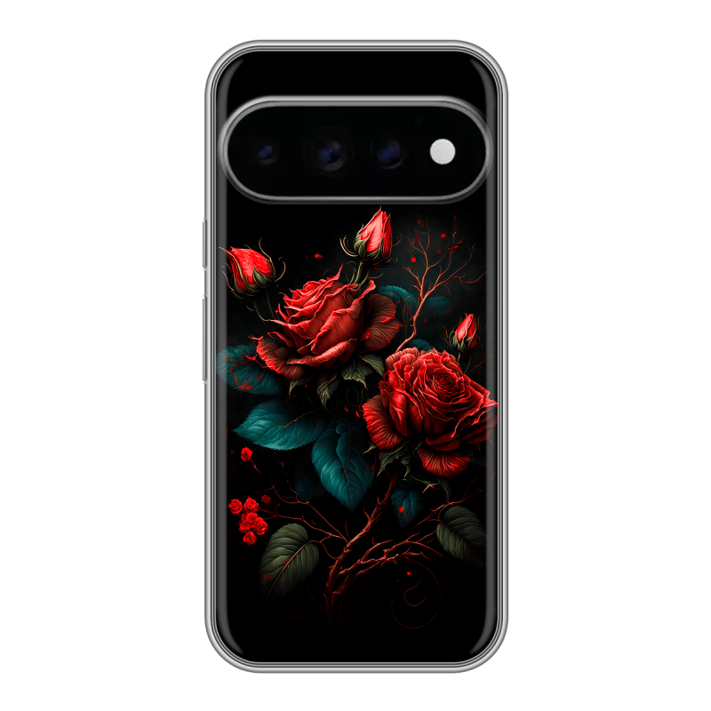 Силиконовый чехол на Google Pixel 11 Pro с принтом Розы красные Силиконовый чехол на Google Pixel 11 Pro с принтом Розы красные