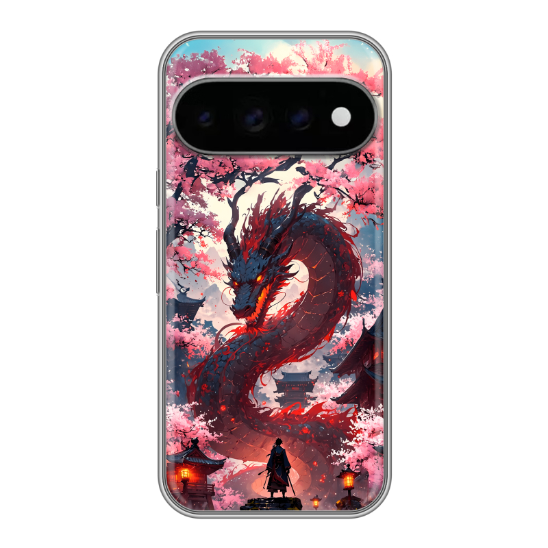 Силиконовый чехол на Google Pixel 11 Pro с принтом Дракон Японский Силиконовый чехол на Google Pixel 11 Pro с принтом Дракон Японский