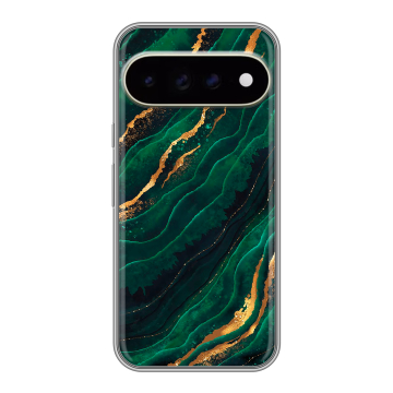 Силиконовый чехол на Google Pixel 11 Pro XL с принтом Мрамор зеленое золото Силиконовый чехол на Google Pixel 11 Pro XL с принтом Мрамор зеленое золото