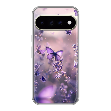 Силиконовый чехол на Google Pixel 11 Pro XL с принтом бабочки и лаванда
