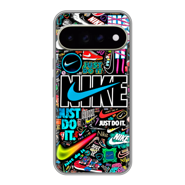 Силиконовый чехол на Google Pixel 11 Pro XL с принтом найк nike черный Силиконовый чехол на Google Pixel 11 Pro XL с принтом найк nike черный