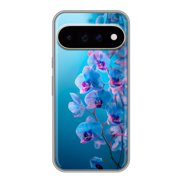 Силиконовый чехол на Google Pixel 11 Pro XL с принтом голубые орхидеи Силиконовый чехол на Google Pixel 11 Pro XL с принтом голубые орхидеи
