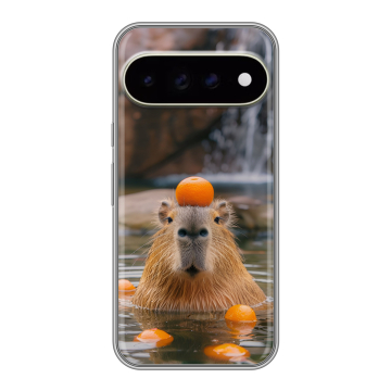 Силиконовый чехол на Google Pixel 11 Pro XL с принтом Капибара с апельсином Силиконовый чехол на Google Pixel 11 Pro XL с принтом Капибара с апельсином