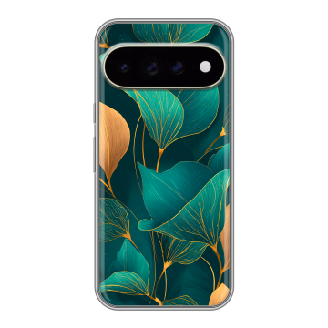 Силиконовый чехол на Google Pixel 11 Pro XL с принтом Листья и золото