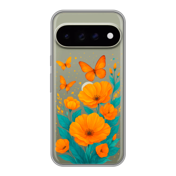 Силиконовый чехол на Google Pixel 11 Pro XL с принтом цветы бабочки