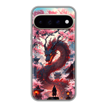 Силиконовый чехол на Google Pixel 11 Pro XL с принтом Дракон Японский