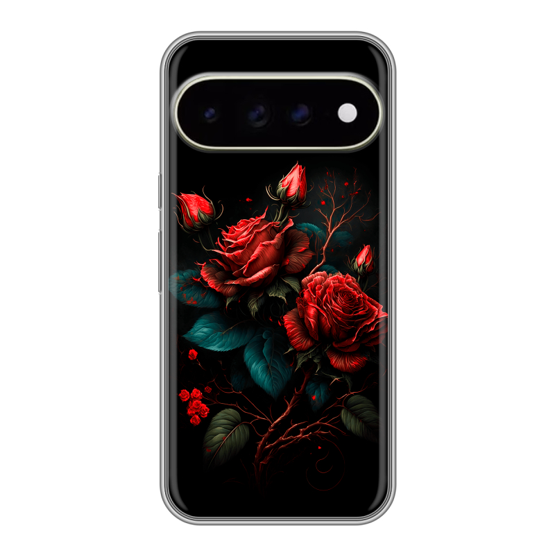 Силиконовый чехол на Google Pixel 11 Pro XL с принтом Розы красные Силиконовый чехол на Google Pixel 11 Pro XL с принтом Розы красные