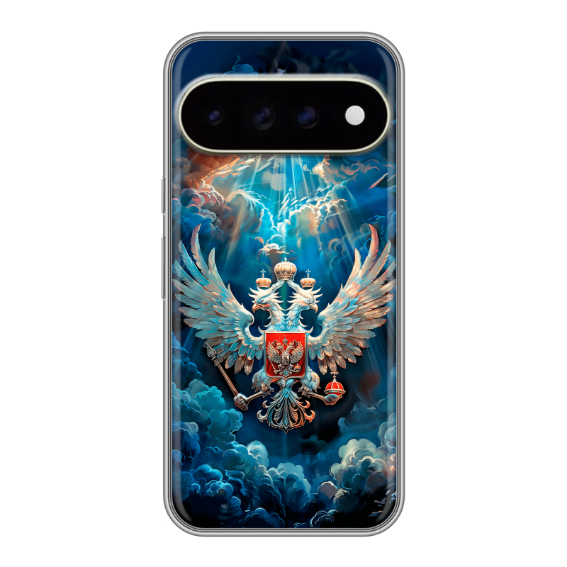 Силиконовый чехол на Google Pixel 11 Pro XL с принтом Герб флаг России Силиконовый чехол на Google Pixel 11 Pro XL с принтом Герб флаг России