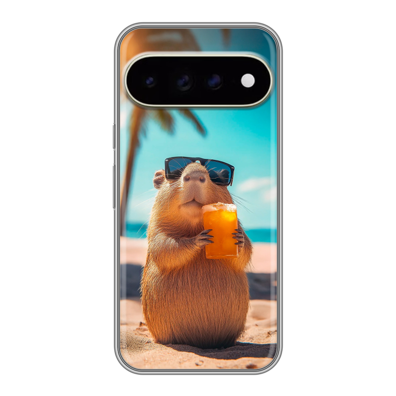 Силиконовый чехол на Google Pixel 11 Pro XL с принтом Капибара Силиконовый чехол на Google Pixel 11 Pro XL с принтом Капибара