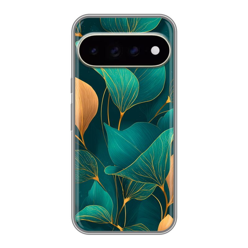 Силиконовый чехол на Google Pixel 11 Pro XL с принтом Листья и золото Силиконовый чехол на Google Pixel 11 Pro XL с принтом Листья и золото