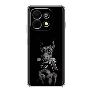 Силиконовый чехол на Huawei Nova Y74 с принтом Доберман и пистолет Силиконовый чехол на Huawei Nova Y74 с принтом Доберман и пистолет