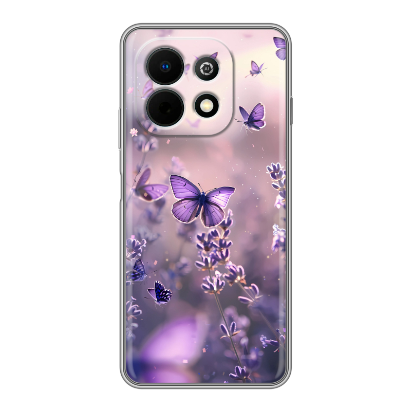 Силиконовый чехол на Huawei Nova Y74 с принтом бабочки и лаванда Силиконовый чехол на Huawei Nova Y74 с принтом бабочки и лаванда