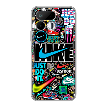 Силиконовый чехол на Realme 16T с принтом найк nike черный Силиконовый чехол на Realme 16T с принтом найк nike черный
