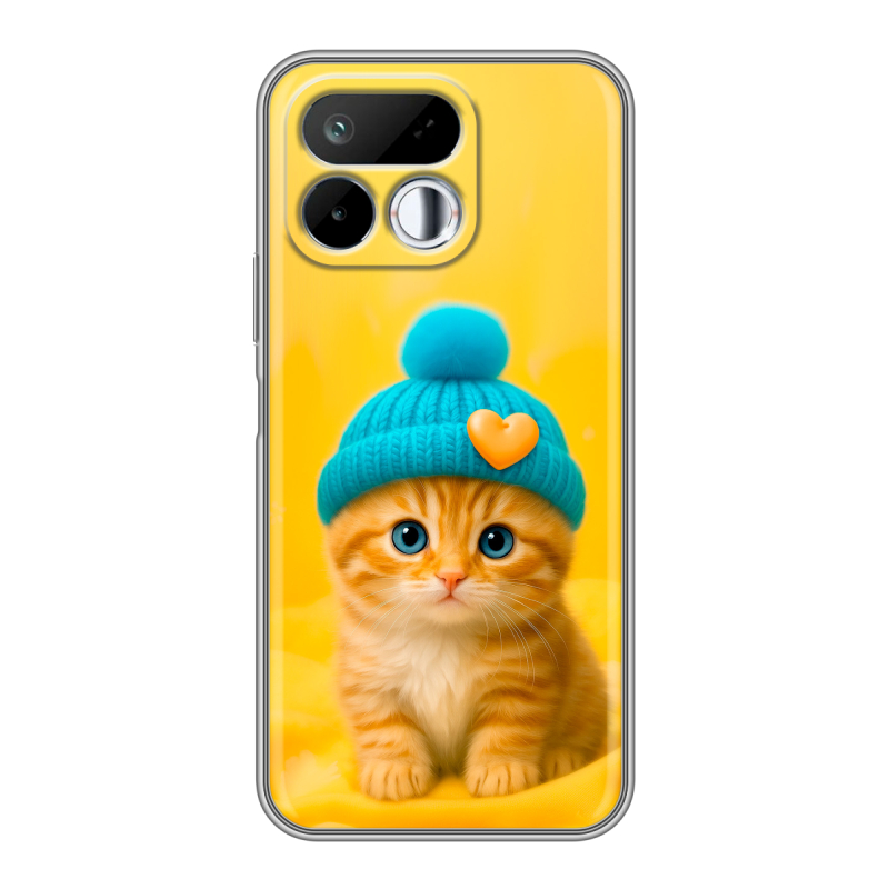 Силиконовый чехол на Realme 16T с принтом Котенок в шапке Силиконовый чехол на Realme 16T с принтом Котенок в шапке