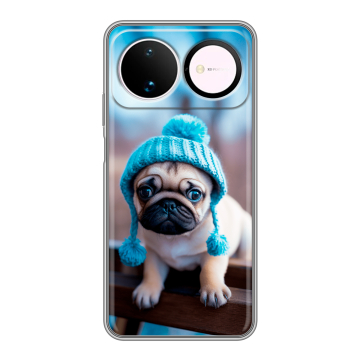Силиконовый чехол на Huawei Nova 16 с принтом Мопс в шапке