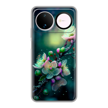 Силиконовый чехол на Huawei Nova 16 с принтом Цветы и мрамор