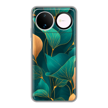 Силиконовый чехол на Huawei Nova 16 с принтом Листья и золото Силиконовый чехол на Huawei Nova 16 с принтом Листья и золото