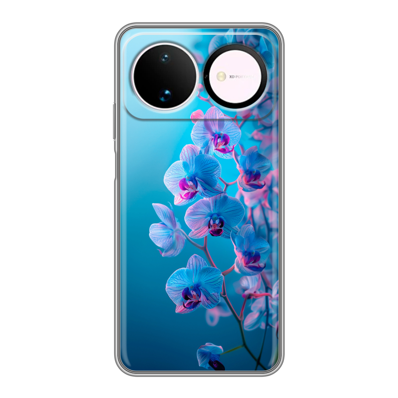 Силиконовый чехол на Huawei Nova 16 с принтом голубые орхидеи Силиконовый чехол на Huawei Nova 16 с принтом голубые орхидеи