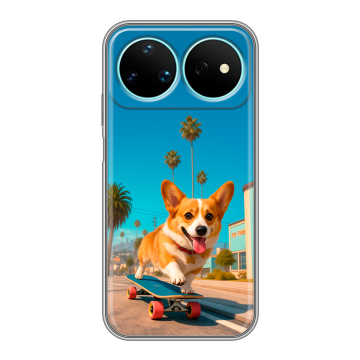 Силиконовый чехол на Huawei Nova 16 Pro с принтом Корги на скейте