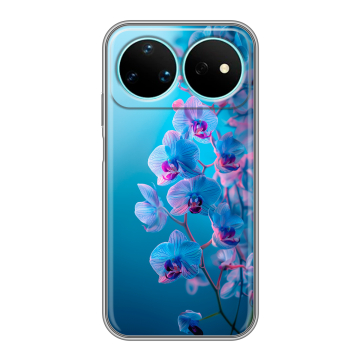 Силиконовый чехол на Huawei Nova 16 Pro с принтом голубые орхидеи