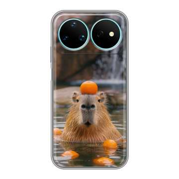 Силиконовый чехол на Huawei Nova 16 Pro с принтом Капибара с апельсином Силиконовый чехол на Huawei Nova 16 Pro с принтом Капибара с апельсином
