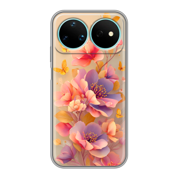 Силиконовый чехол на Huawei Nova 16 Pro с принтом Цветы и бабочки Силиконовый чехол на Huawei Nova 16 Pro с принтом Цветы и бабочки