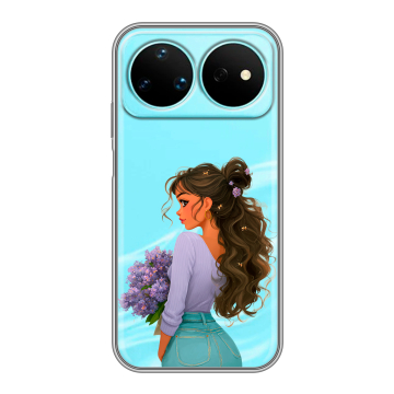 Силиконовый чехол на Huawei Nova 16 Pro с принтом девушка цветы Силиконовый чехол на Huawei Nova 16 Pro с принтом девушка цветы