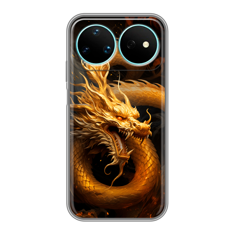 Силиконовый чехол на Huawei Nova 16 Pro с принтом Золотой дракон Силиконовый чехол на Huawei Nova 16 Pro с принтом Золотой дракон