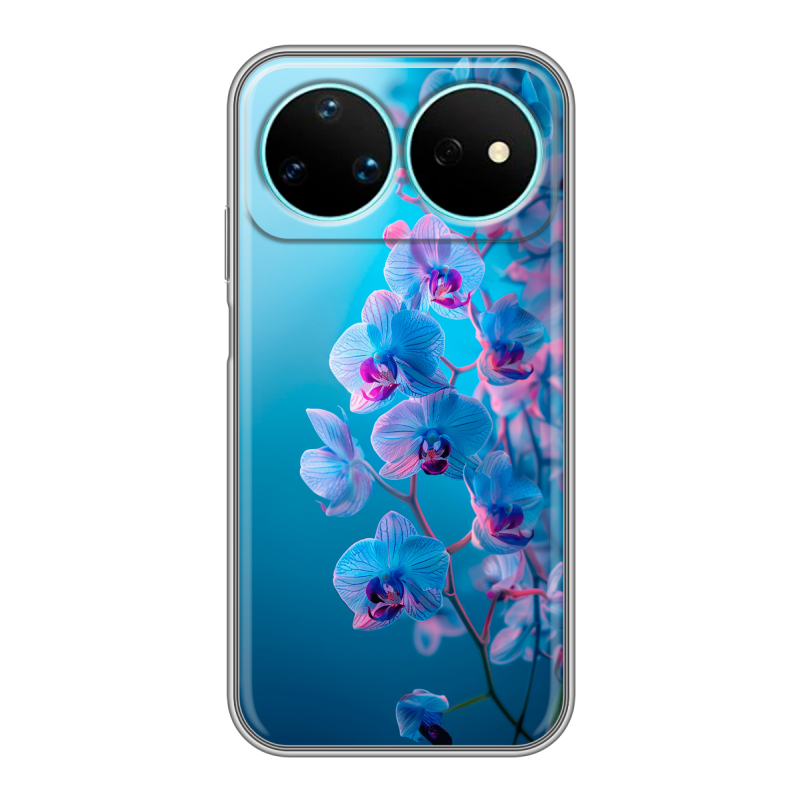 Силиконовый чехол на Huawei Nova 16 Pro с принтом голубые орхидеи Силиконовый чехол на Huawei Nova 16 Pro с принтом голубые орхидеи