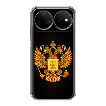 Силиконовый чехол на Huawei Nova 16 Ultra с принтом Герб России желтый Силиконовый чехол на Huawei Nova 16 Ultra с принтом Герб России желтый