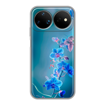 Силиконовый чехол на Huawei Nova 16 Ultra с принтом Голубые цветы Силиконовый чехол на Huawei Nova 16 Ultra с принтом Голубые цветы