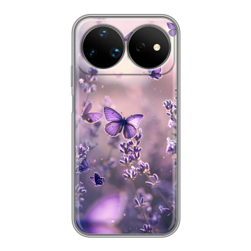 Силиконовый чехол на Huawei Nova 16 Ultra с принтом бабочки и лаванда Силиконовый чехол на Huawei Nova 16 Ultra с принтом бабочки и лаванда