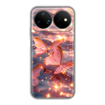 Силиконовый чехол на Huawei Nova 16 Ultra с принтом бабочки розовые Силиконовый чехол на Huawei Nova 16 Ultra с принтом бабочки розовые